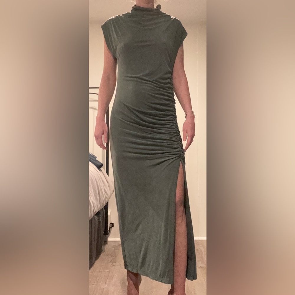 Elegant Green Ruched Dress